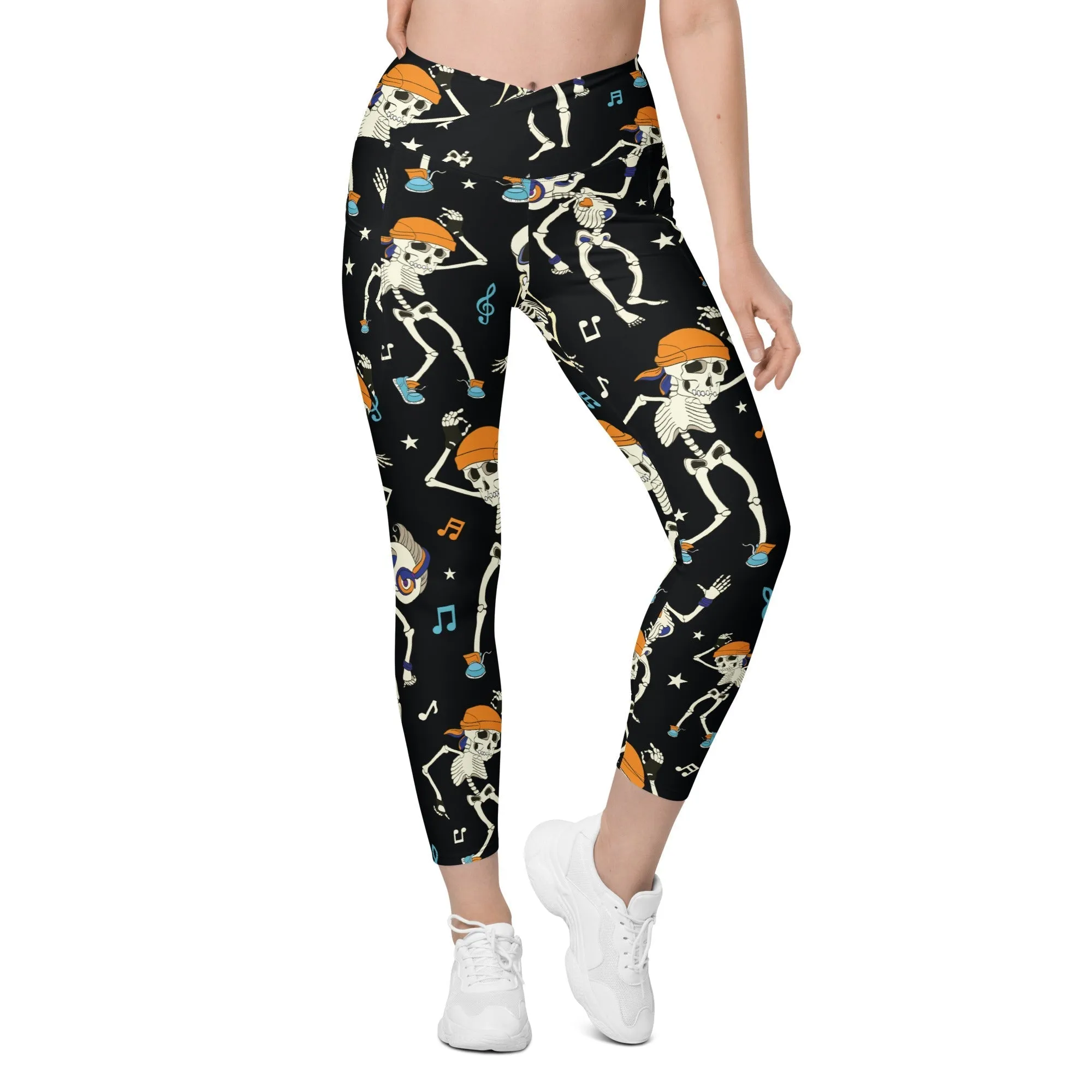 Dancing Skeletons Crossover Leggings With Pockets