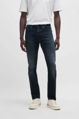 Delaware slim-fit jeans in blue-black slubby denim