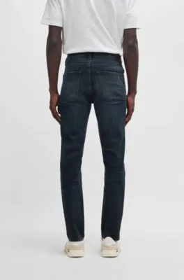 Delaware slim-fit jeans in blue-black slubby denim