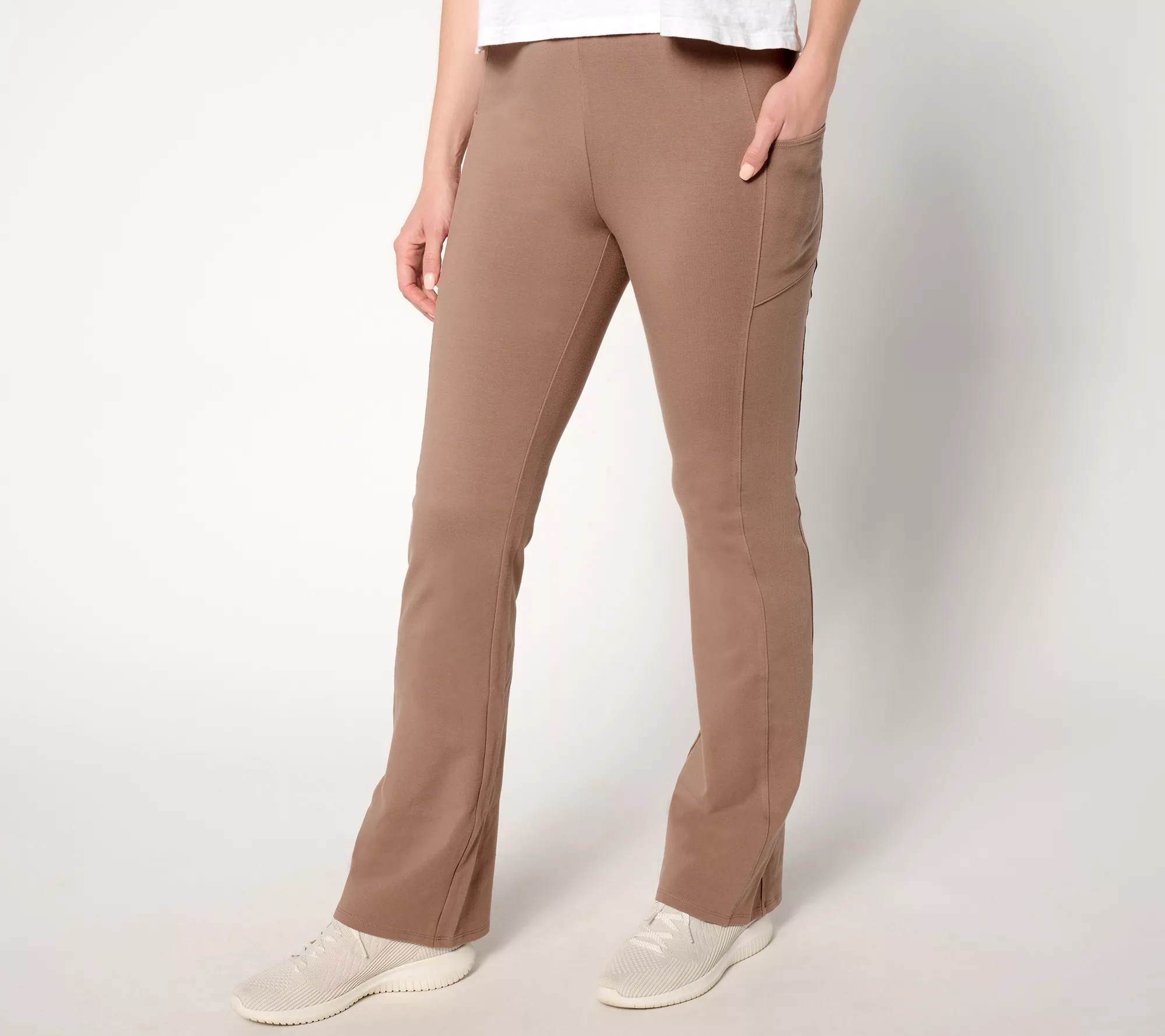 Denim & Co. Active Petite Duo Stretch Lightly Boot Pant w/ Pockets