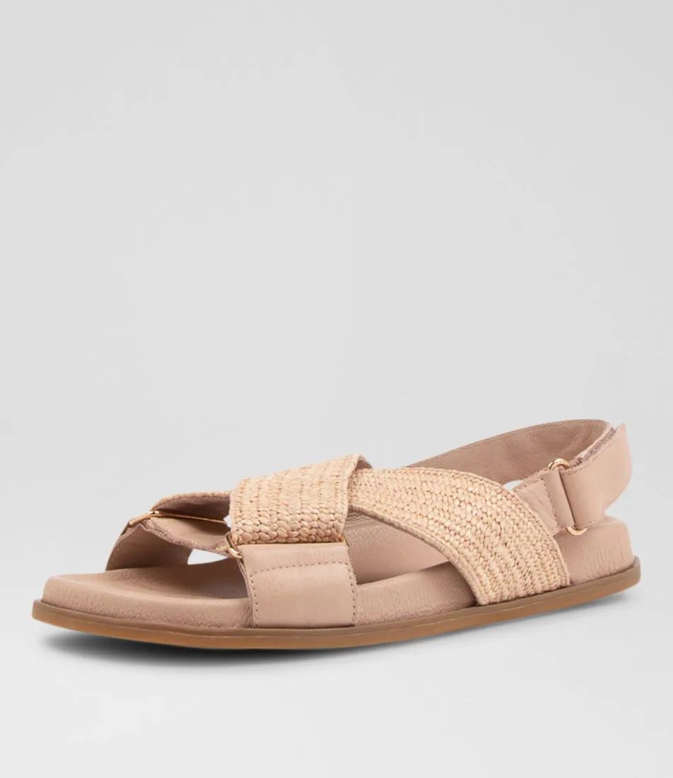 DIANA FERRARI Valeriy Dark Nude Leather Woven Sandals