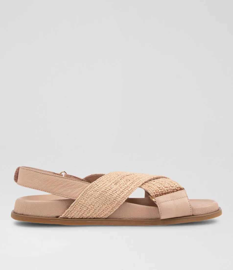 DIANA FERRARI Valeriy Dark Nude Leather Woven Sandals