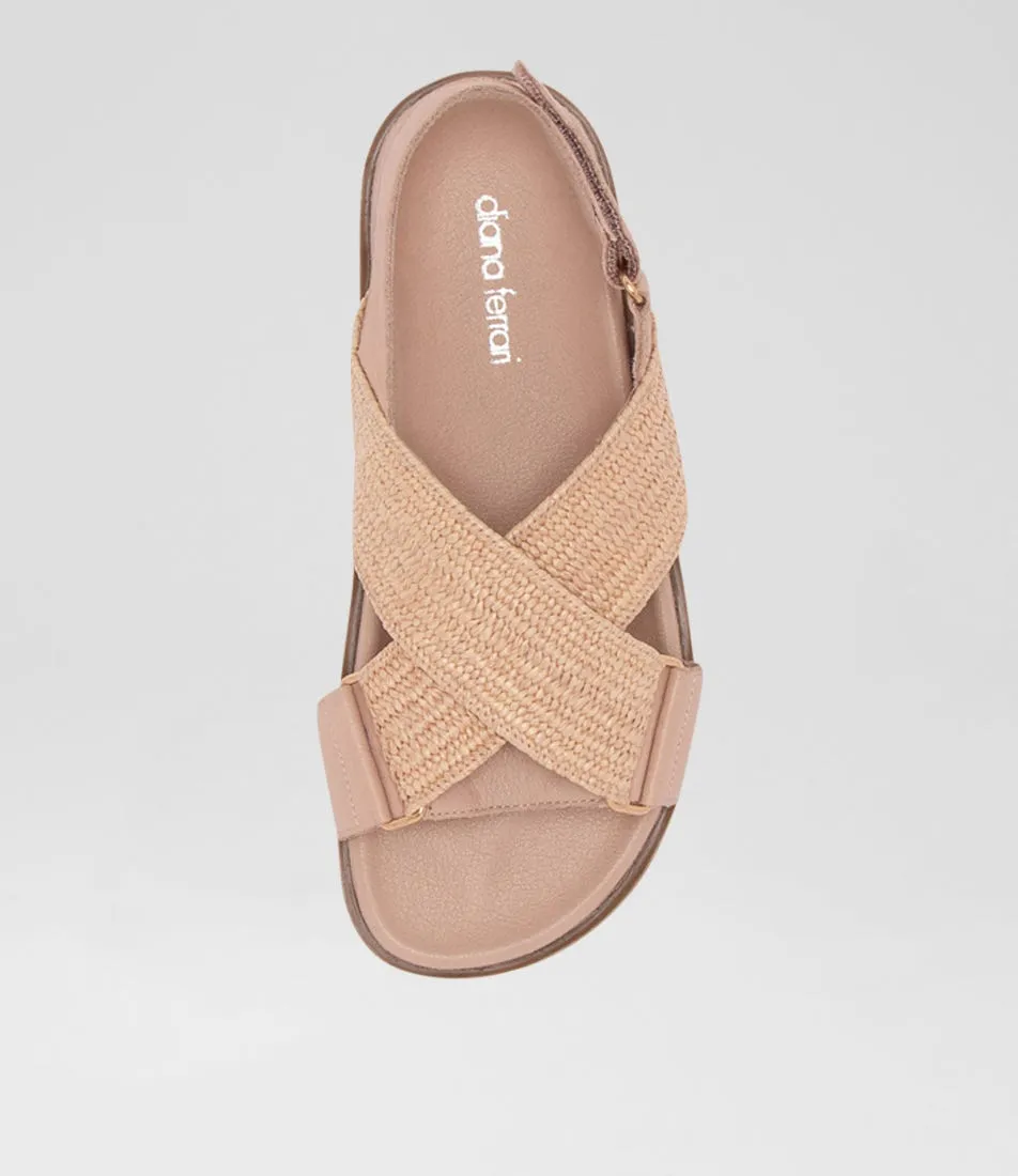 DIANA FERRARI Valeriy Dark Nude Leather Woven Sandals