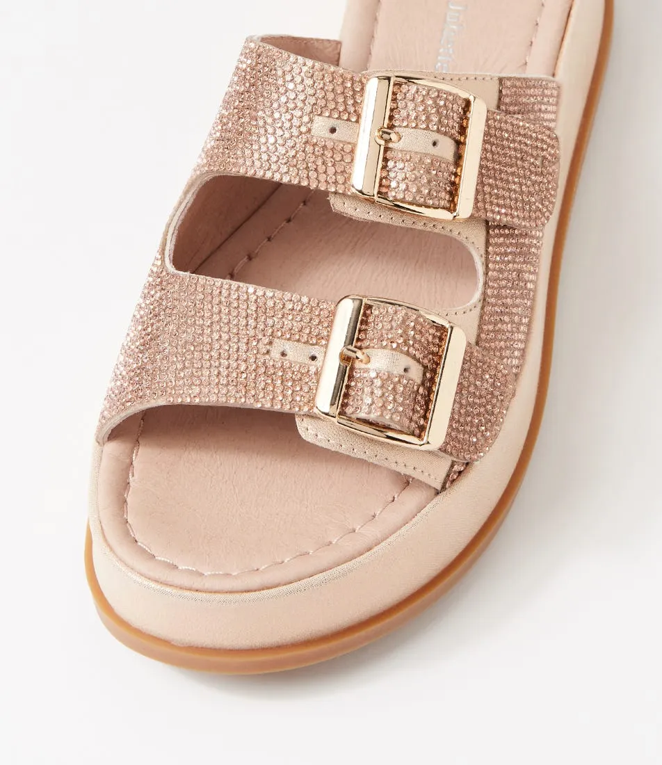 DJANGO & JULIETTE Waspan Rose Shimmer Jewels Leather Sandals