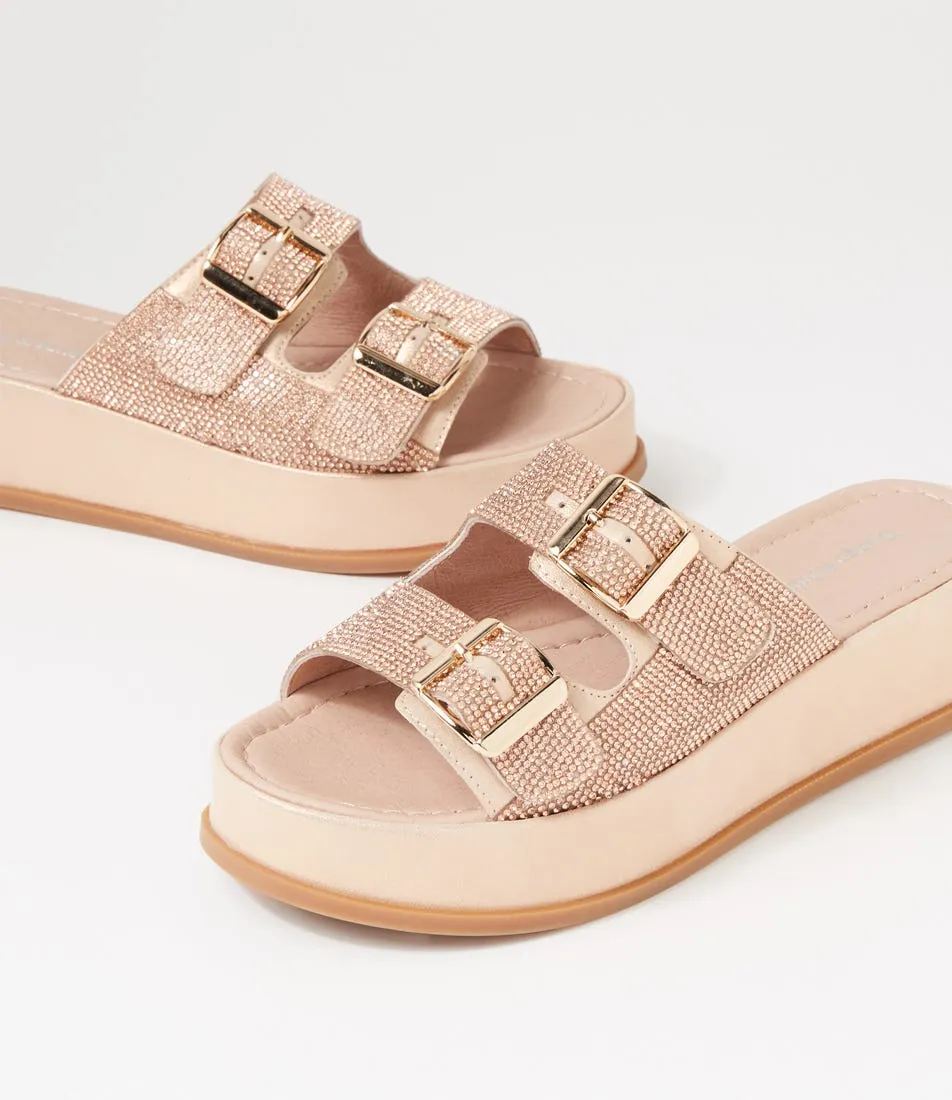 DJANGO & JULIETTE Waspan Rose Shimmer Jewels Leather Sandals