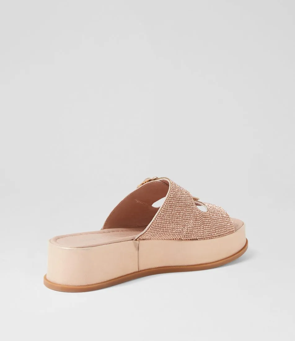 DJANGO & JULIETTE Waspan Rose Shimmer Jewels Leather Sandals