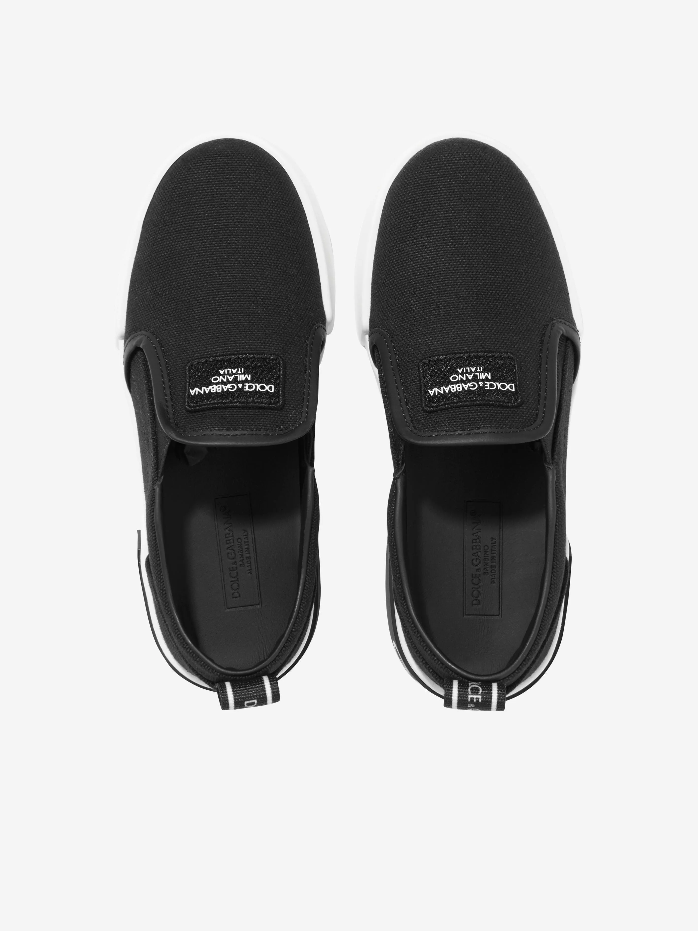 Dolce & Gabbana Boys Canvas Slip On Trainers in Black