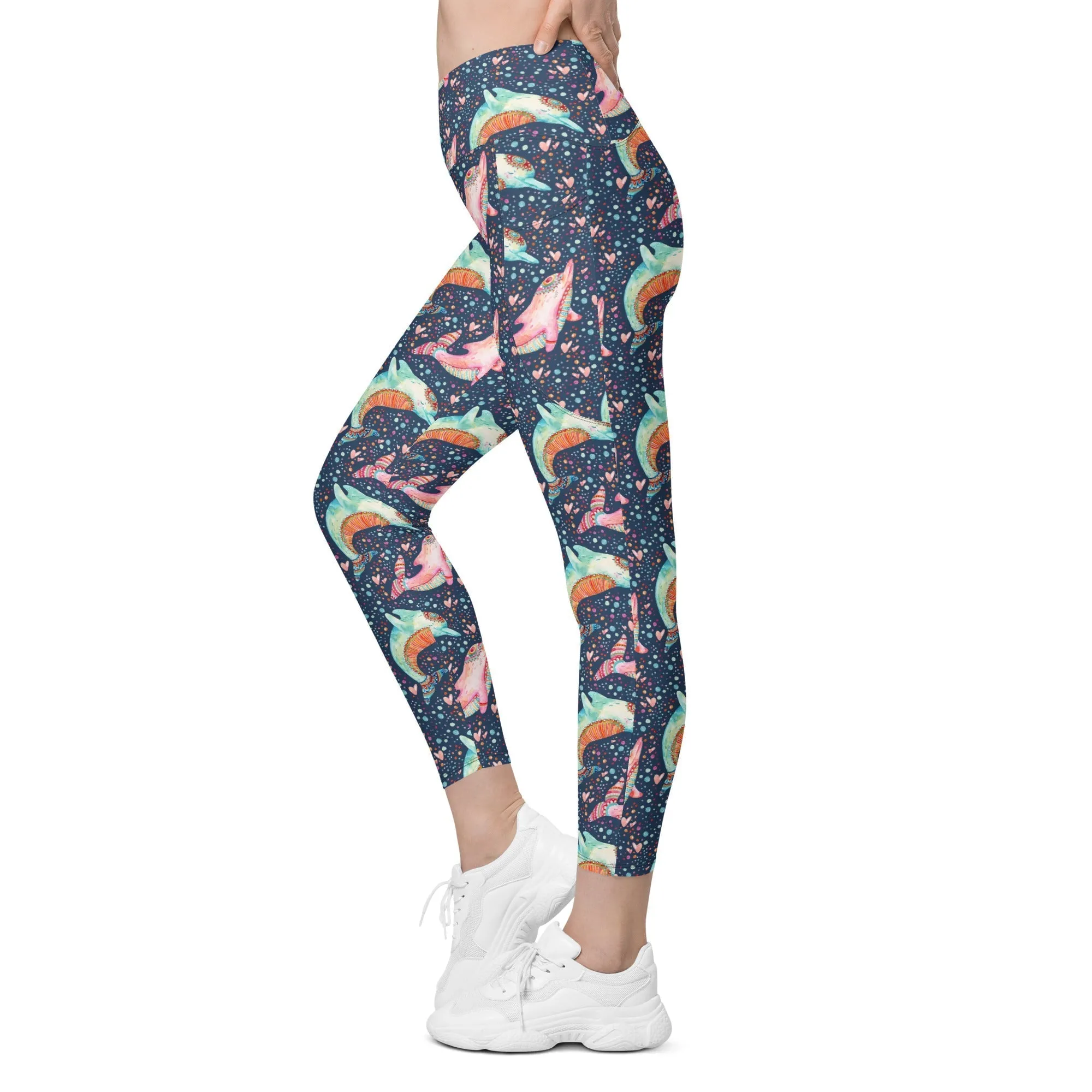 Dolphin Crossover Leggings With Pockets