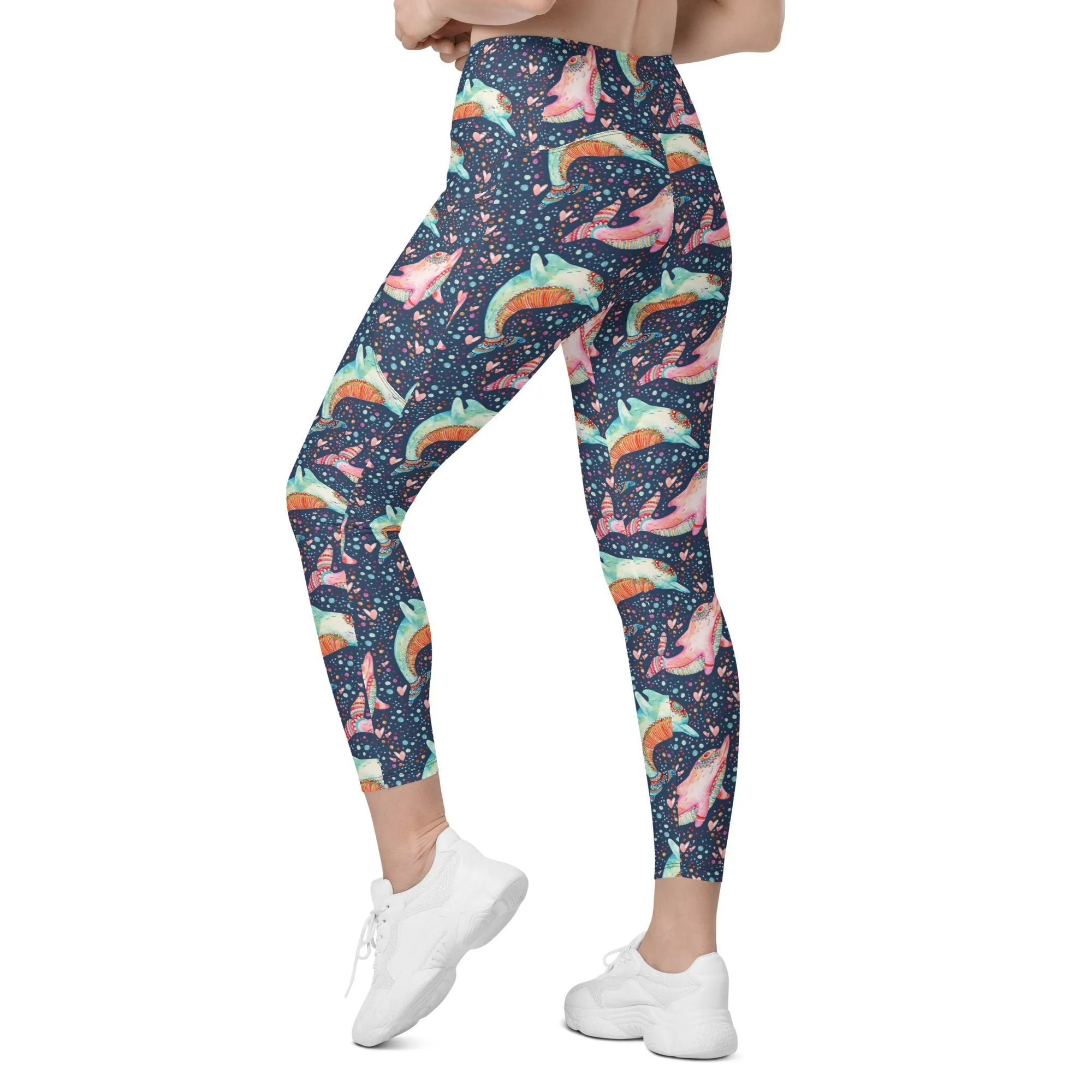 Dolphin Crossover Leggings With Pockets