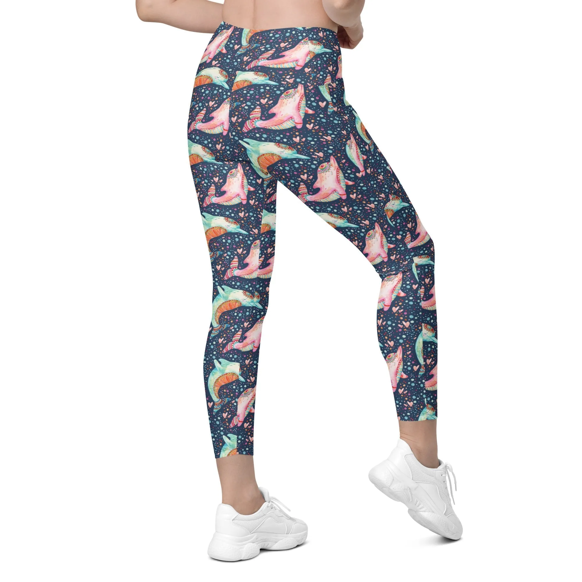 Dolphin Crossover Leggings With Pockets