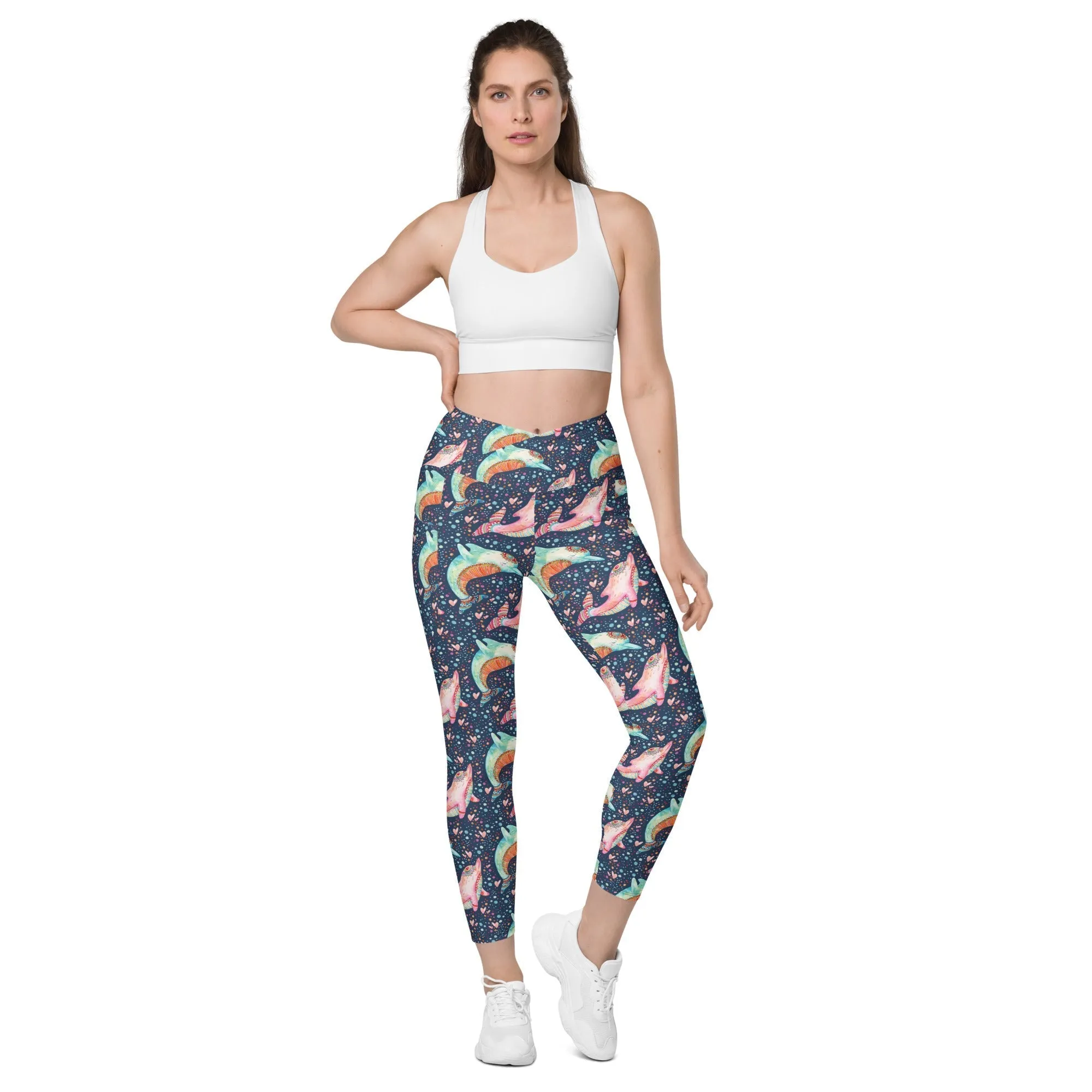 Dolphin Crossover Leggings With Pockets