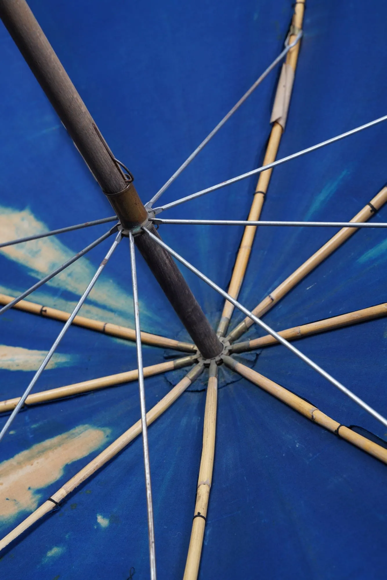 Early 20th Century Indigo Dyed French Farmers Umbrella