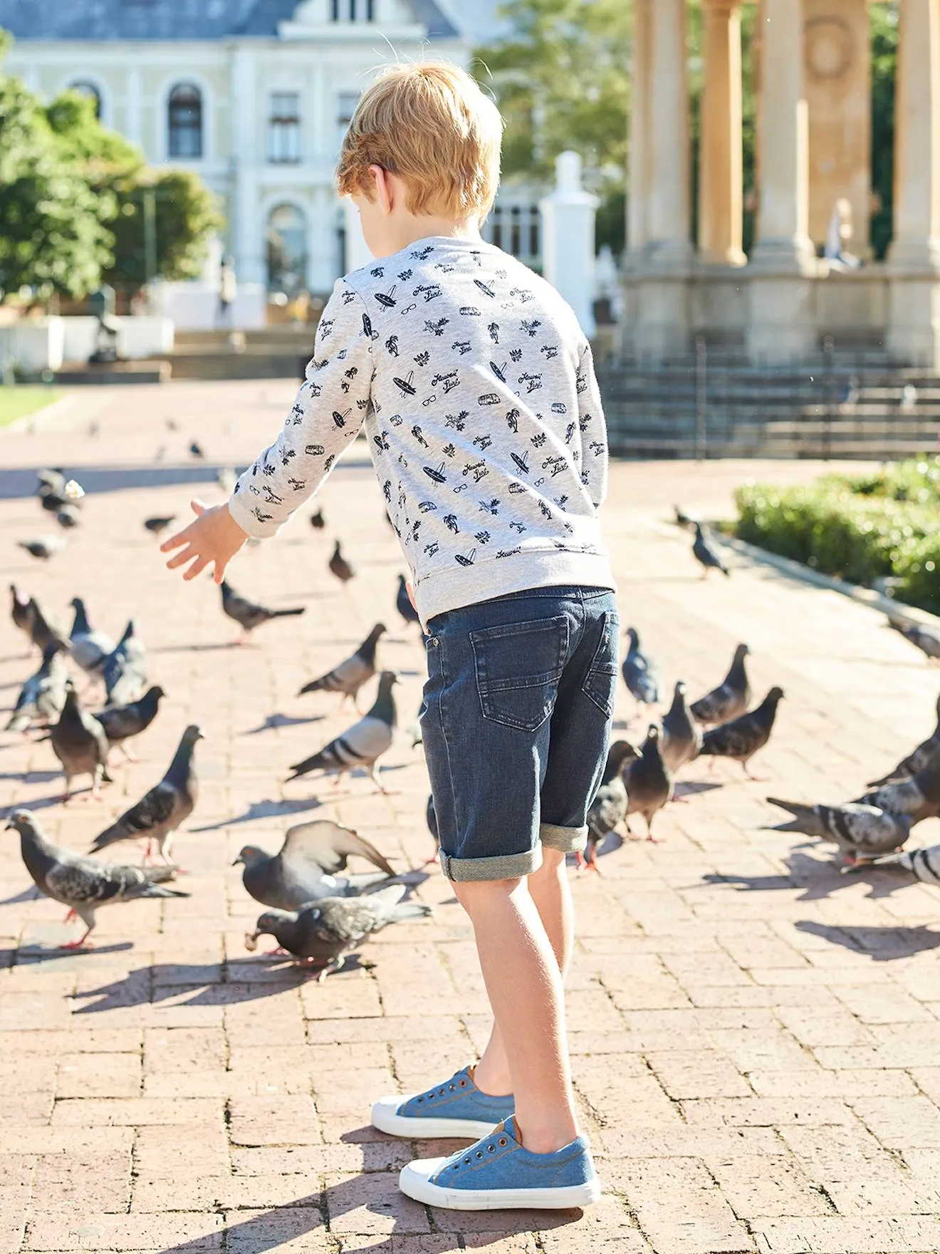 Elasticated Canvas Trainers for Boys - grey light solid