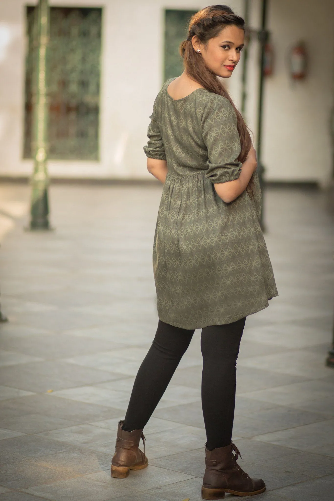 Elbow Sleeve Forest Green Maternity Top