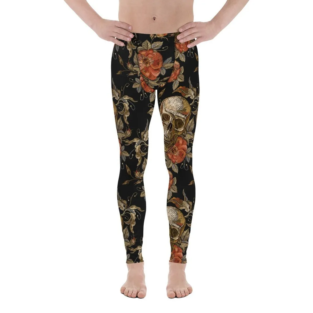 Embroidery Print Skull Men's Leggings