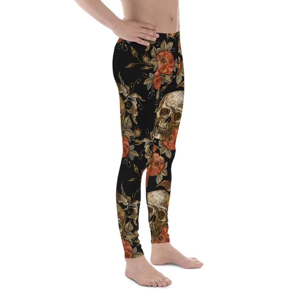 Embroidery Print Skull Men's Leggings