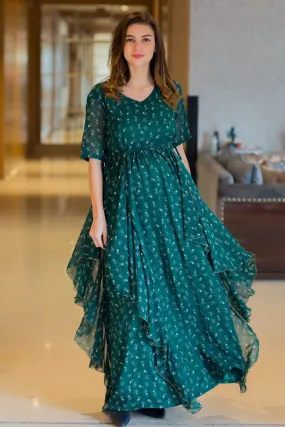 Emerald Luxe Maternity Flow Dress