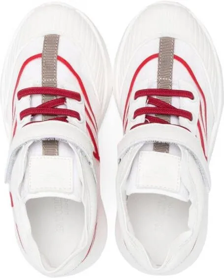 Emporio Ar i Kids two-tone touch-strap sneakers White