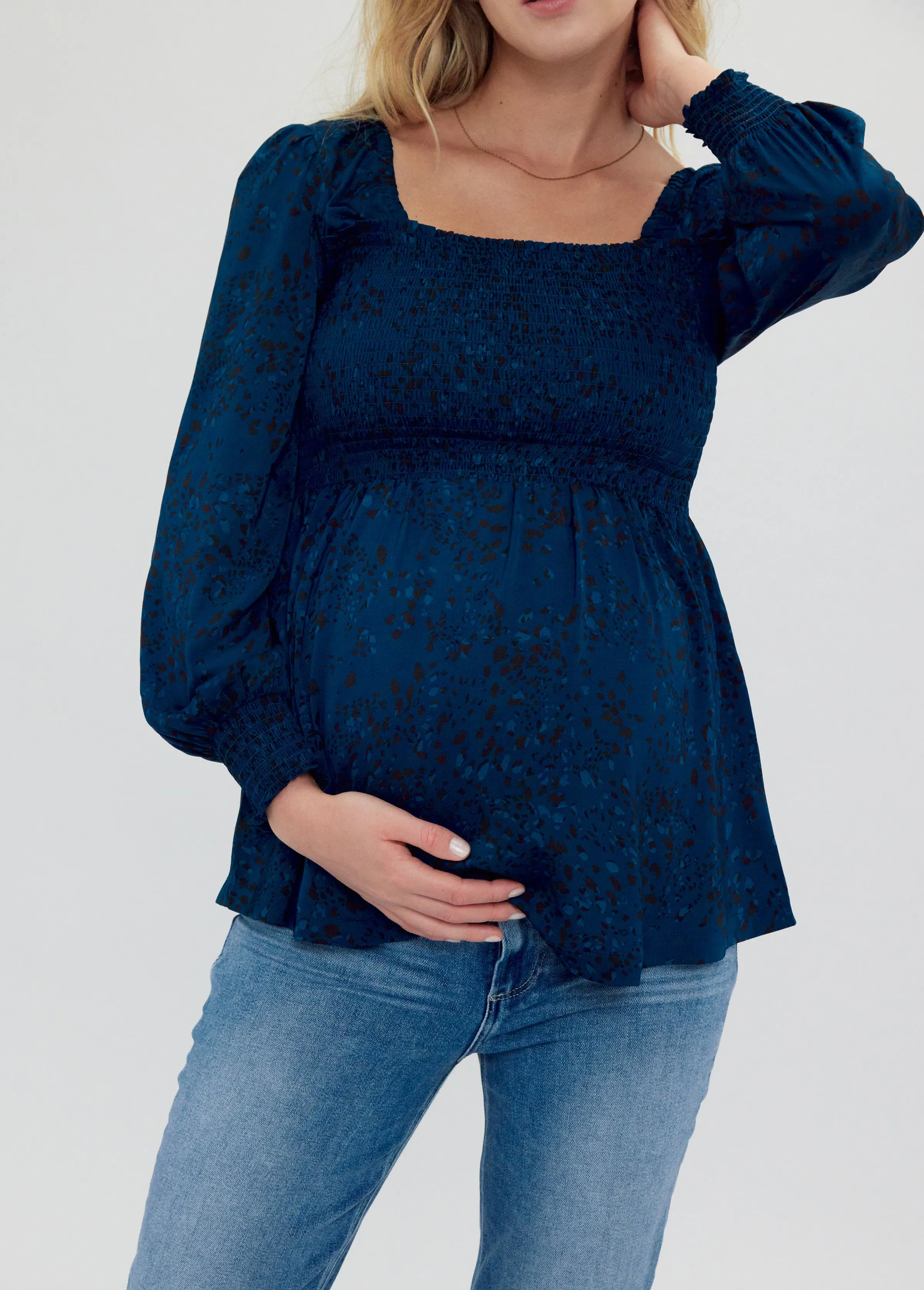 EveryWear Smocked Maternity Top Long Sleeve