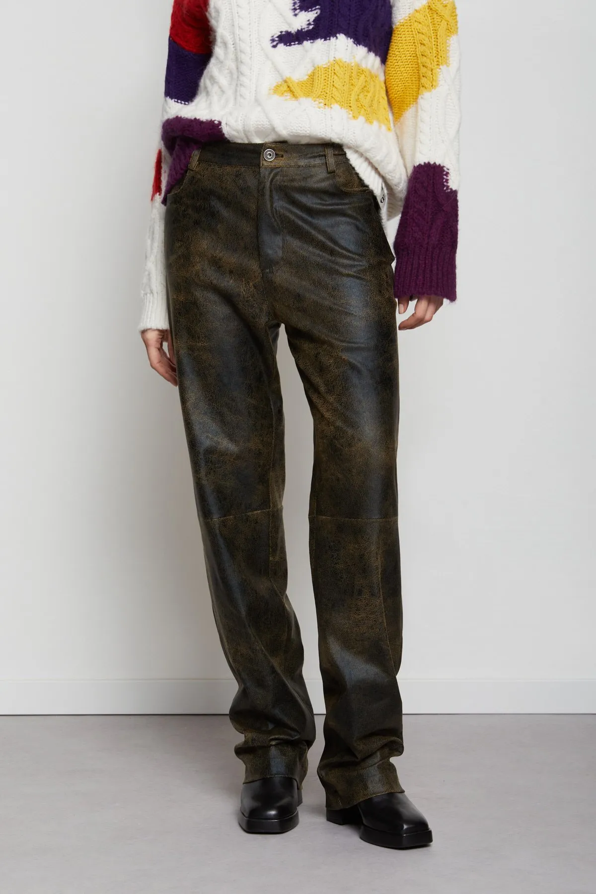 Faux leather trousers