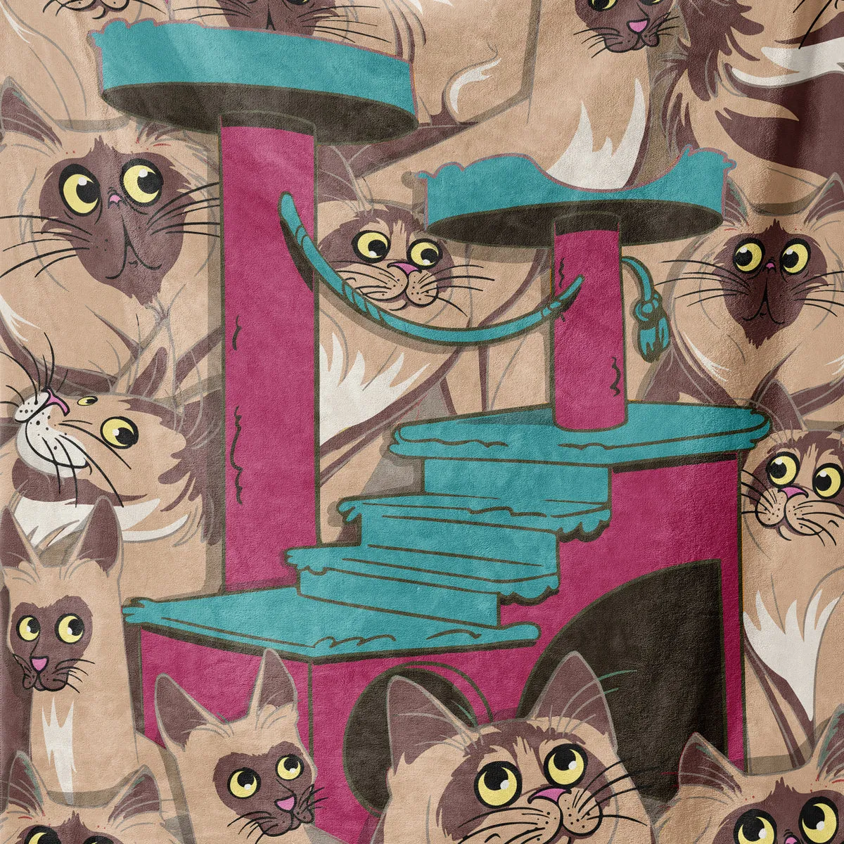 Fleece Thermal Blanket 127cm x 178cm - Cocoa Cat Design