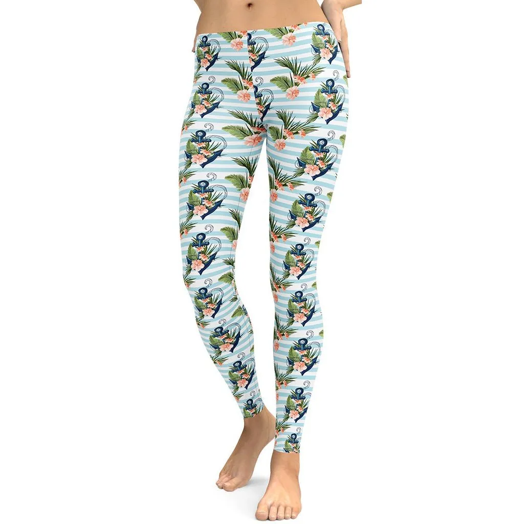 Floral Anchor Leggings