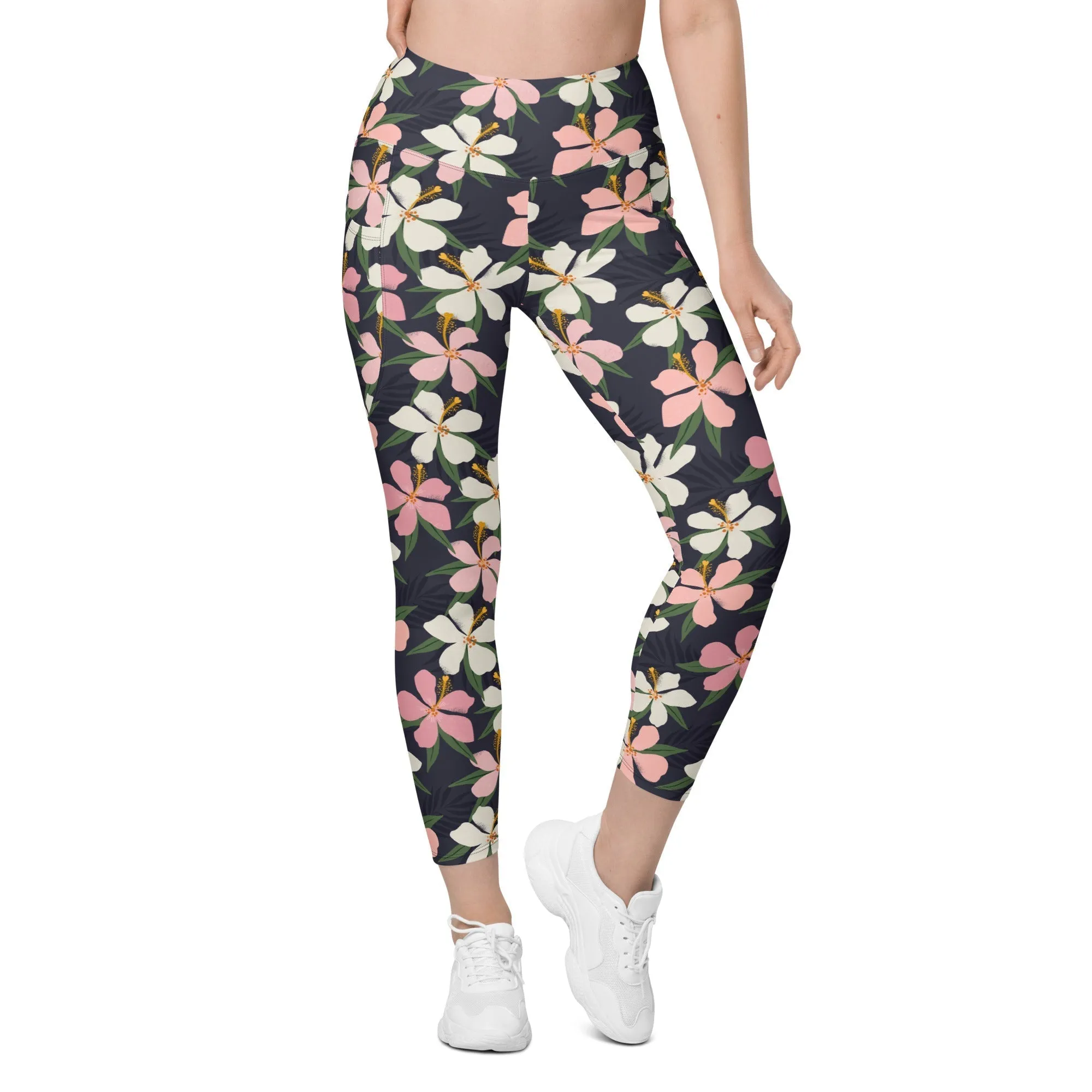 Floral Artwork Leggings With Pockets