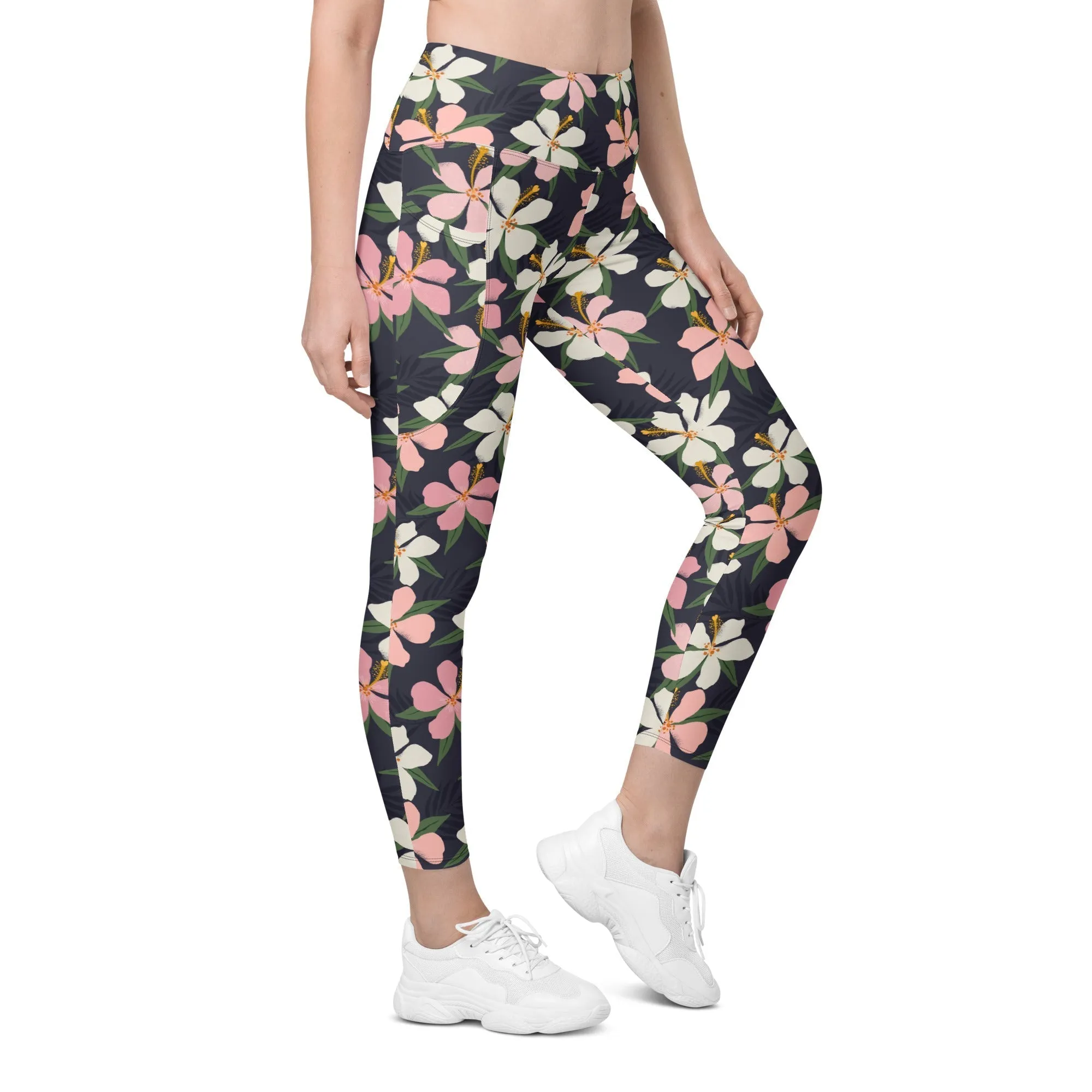 Floral Artwork Leggings With Pockets