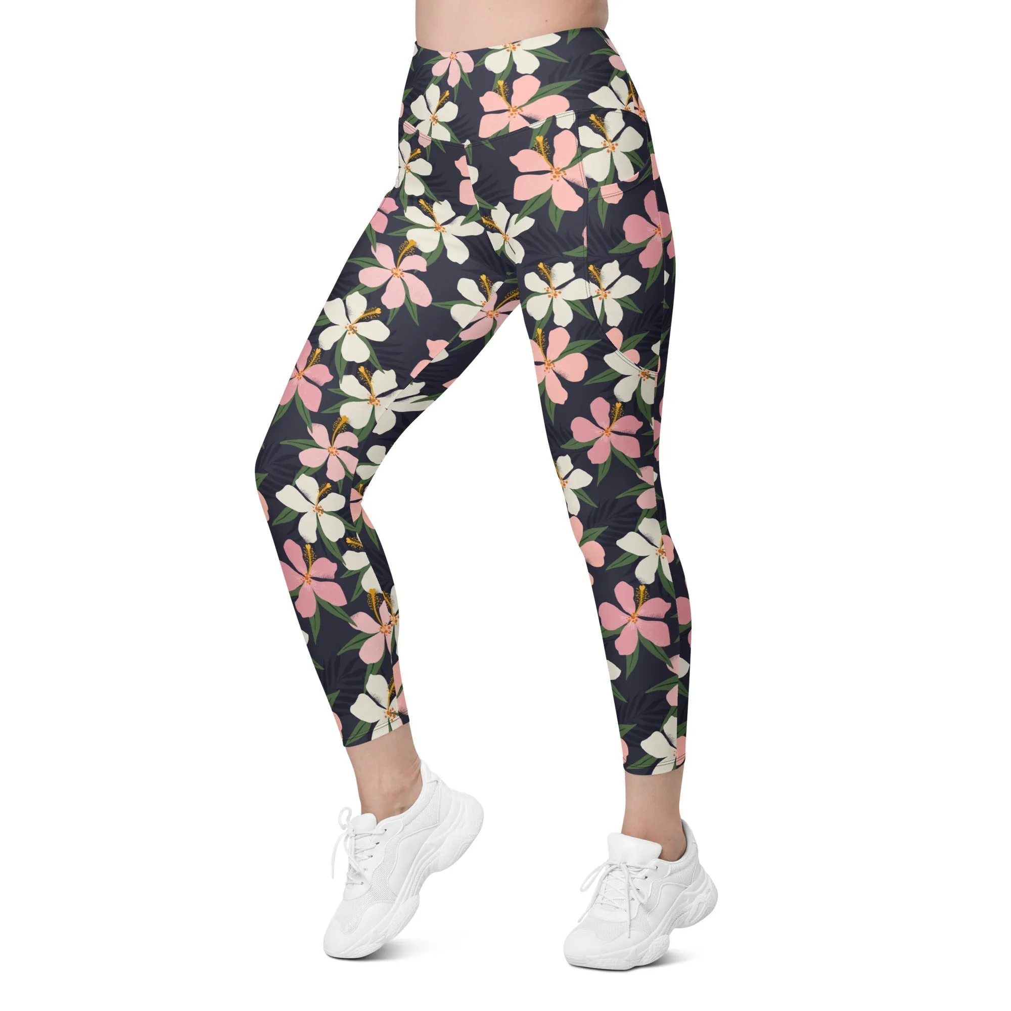 Floral Artwork Leggings With Pockets