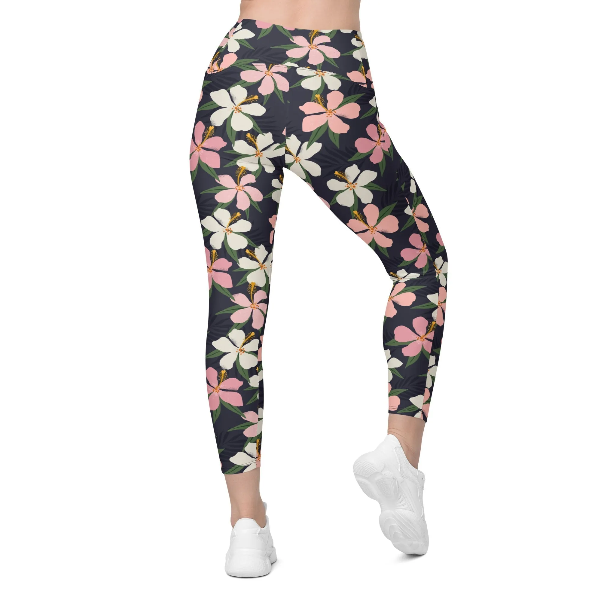 Floral Artwork Leggings With Pockets