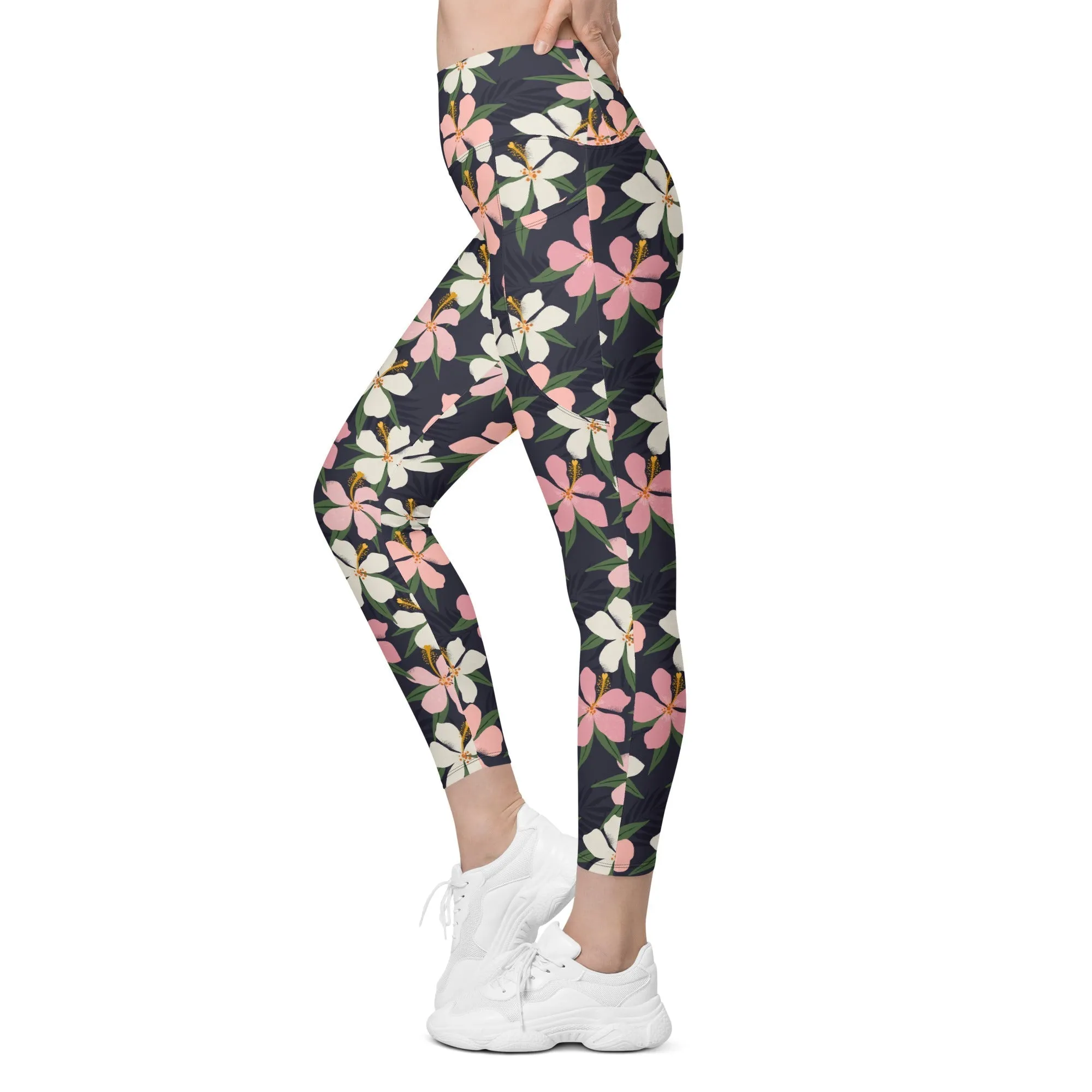 Floral Artwork Leggings With Pockets