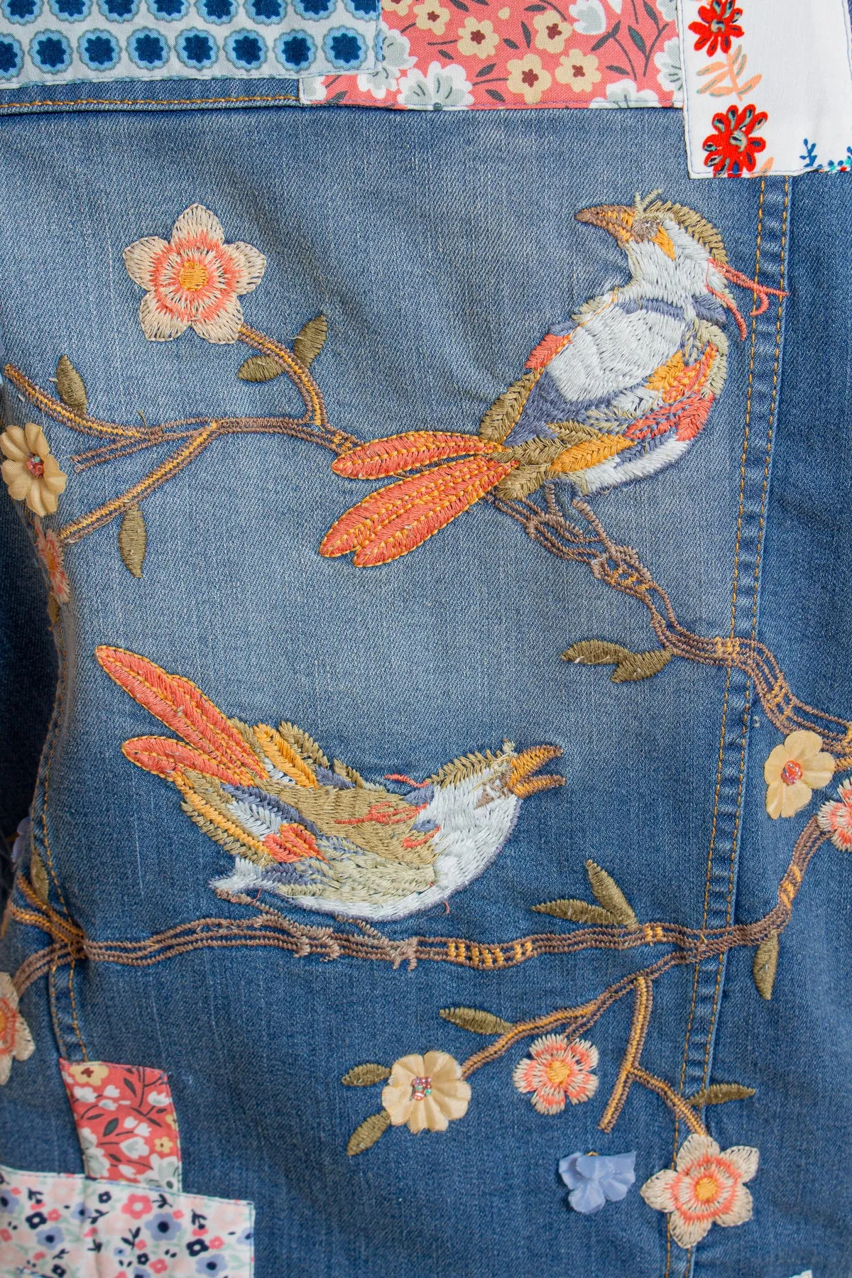 Floral Print Denim Vest