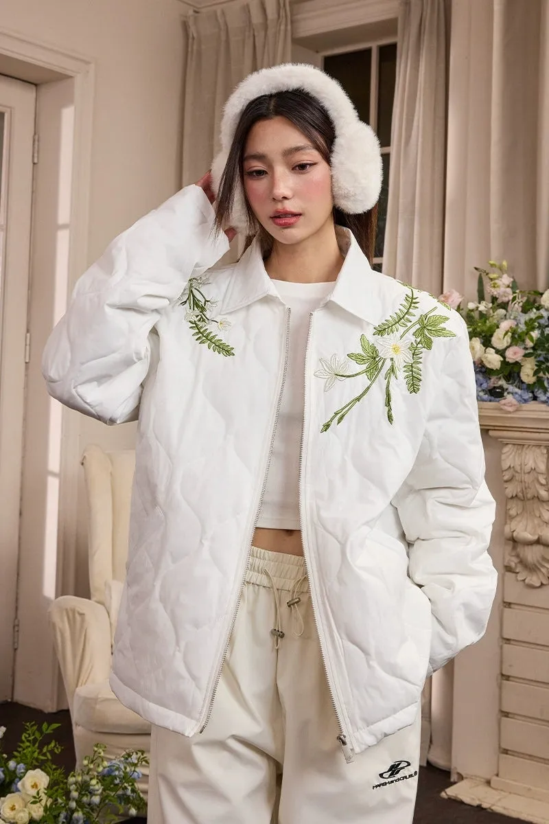 Floral Quilted Embroidery Graphene Jacket