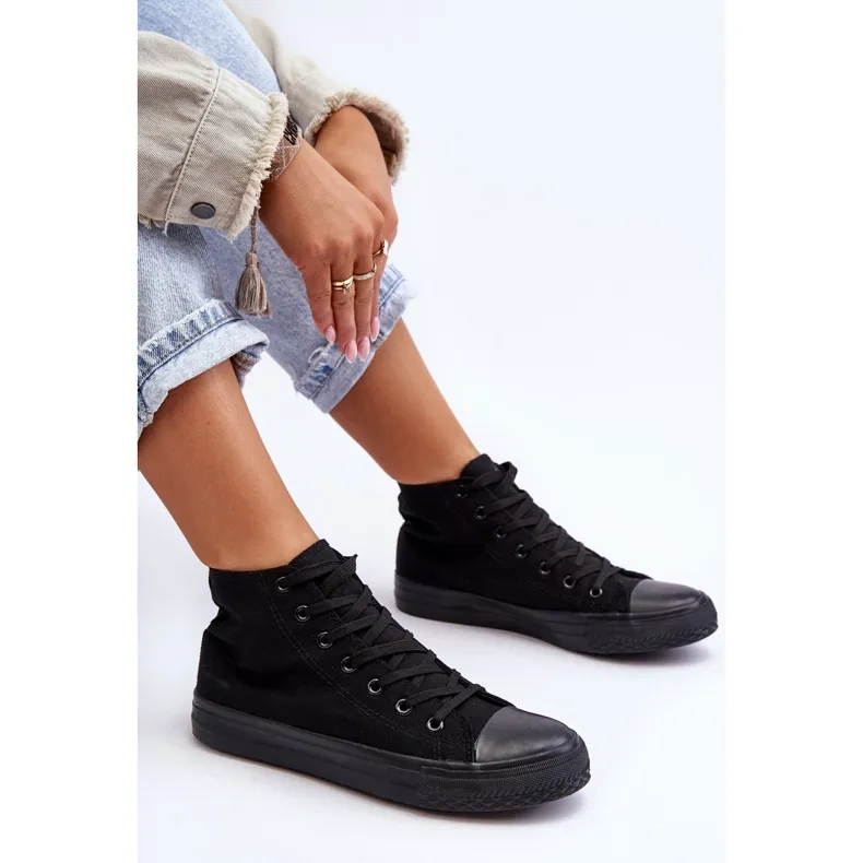 FR1 Women's Classic High Top Sneakers Black Remos