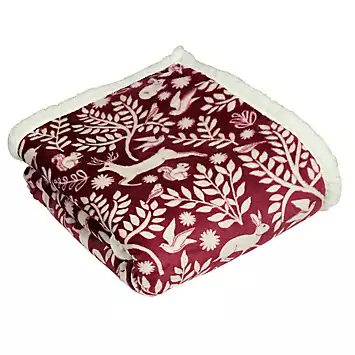 furn. Scandi Woodland Fleece Throw - Berry | Kaleidoscope