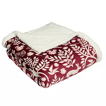 furn. Scandi Woodland Fleece Throw - Berry | Kaleidoscope