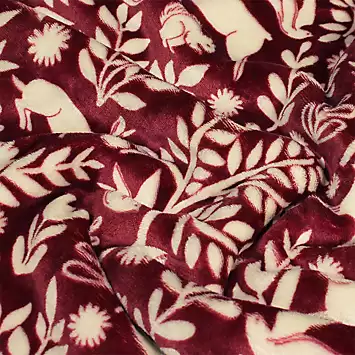 furn. Scandi Woodland Fleece Throw - Berry | Kaleidoscope