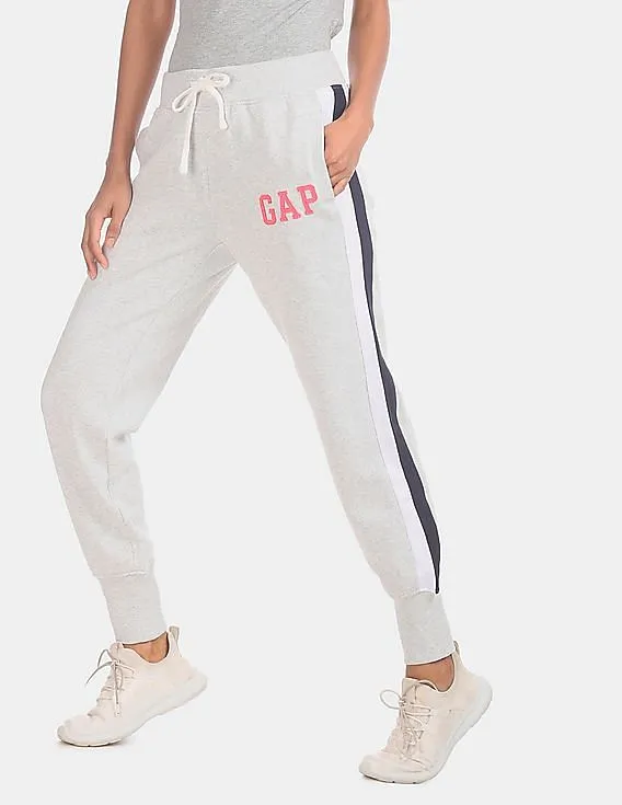 GAP Grey Elasticized Waist Appliqued Logo Joggers