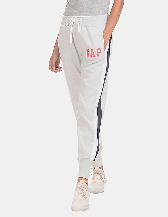 GAP Grey Elasticized Waist Appliqued Logo Joggers