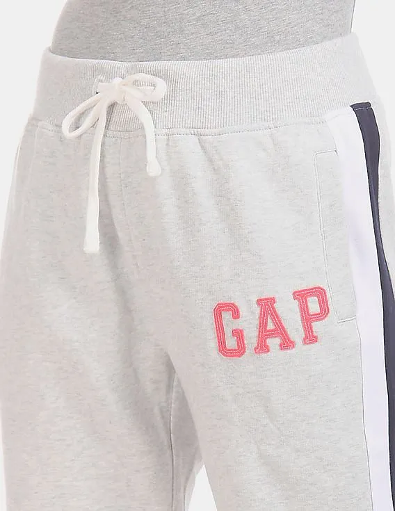 GAP Grey Elasticized Waist Appliqued Logo Joggers