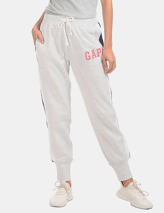 GAP Grey Elasticized Waist Appliqued Logo Joggers