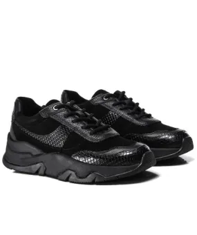 Geox Black Kristene Leather Python Trainers | Jules B