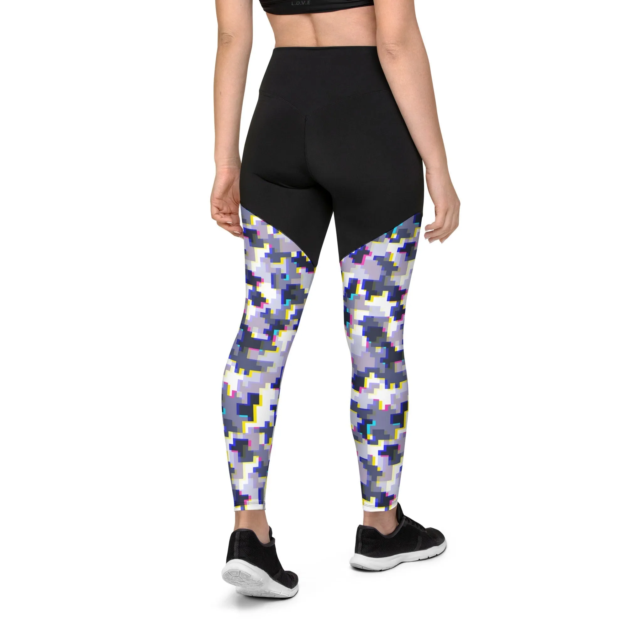 Glitchy Camo Compression Leggings