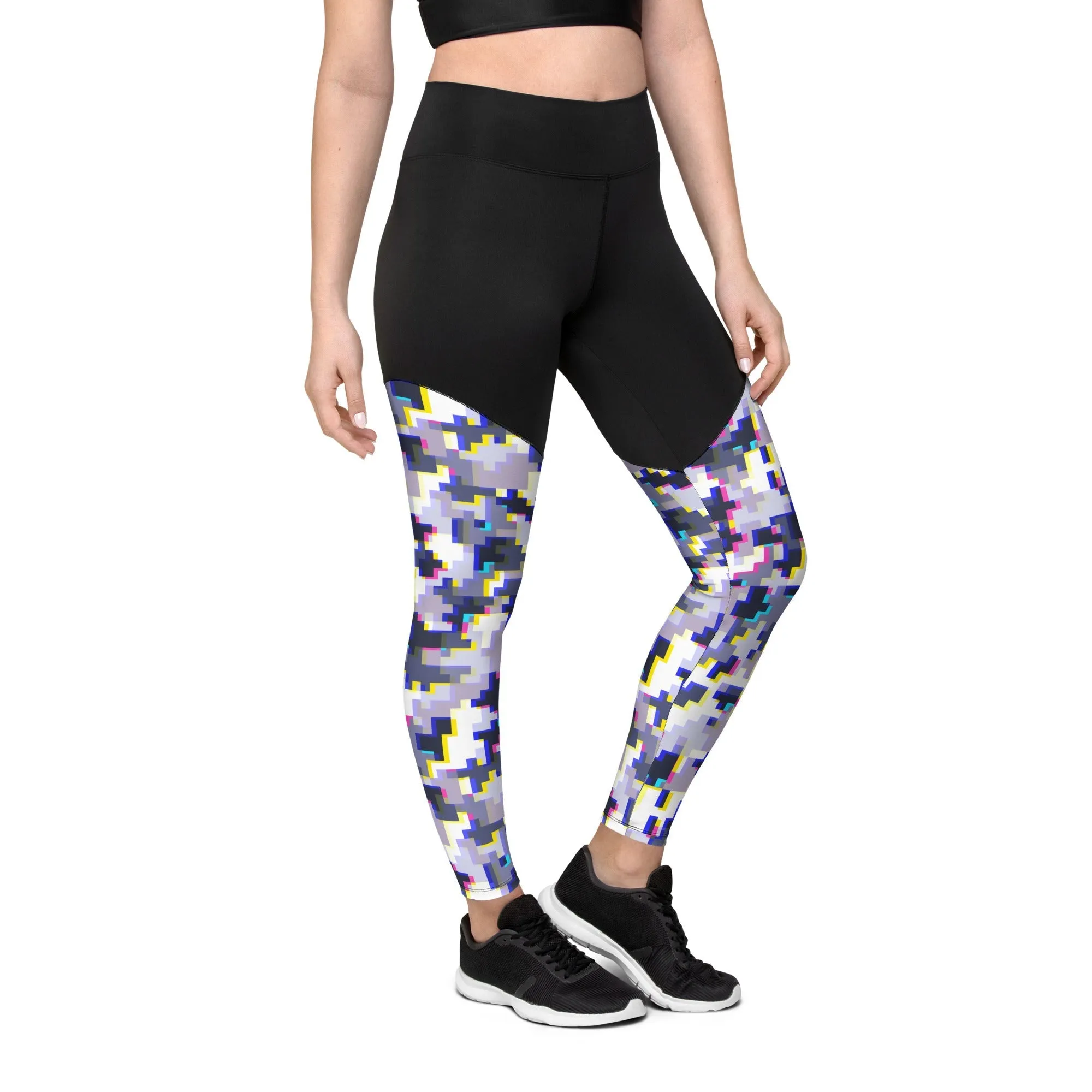 Glitchy Camo Compression Leggings