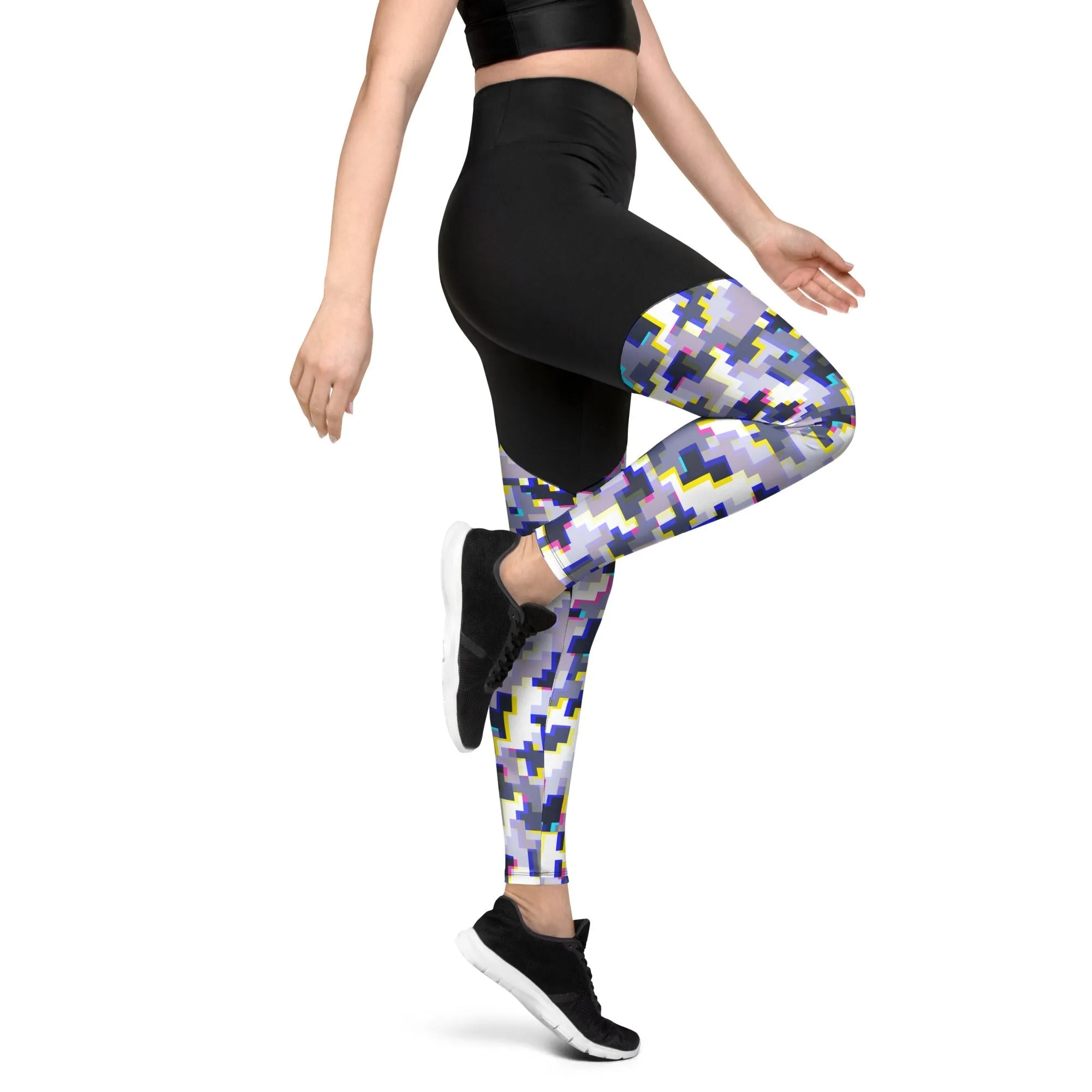 Glitchy Camo Compression Leggings