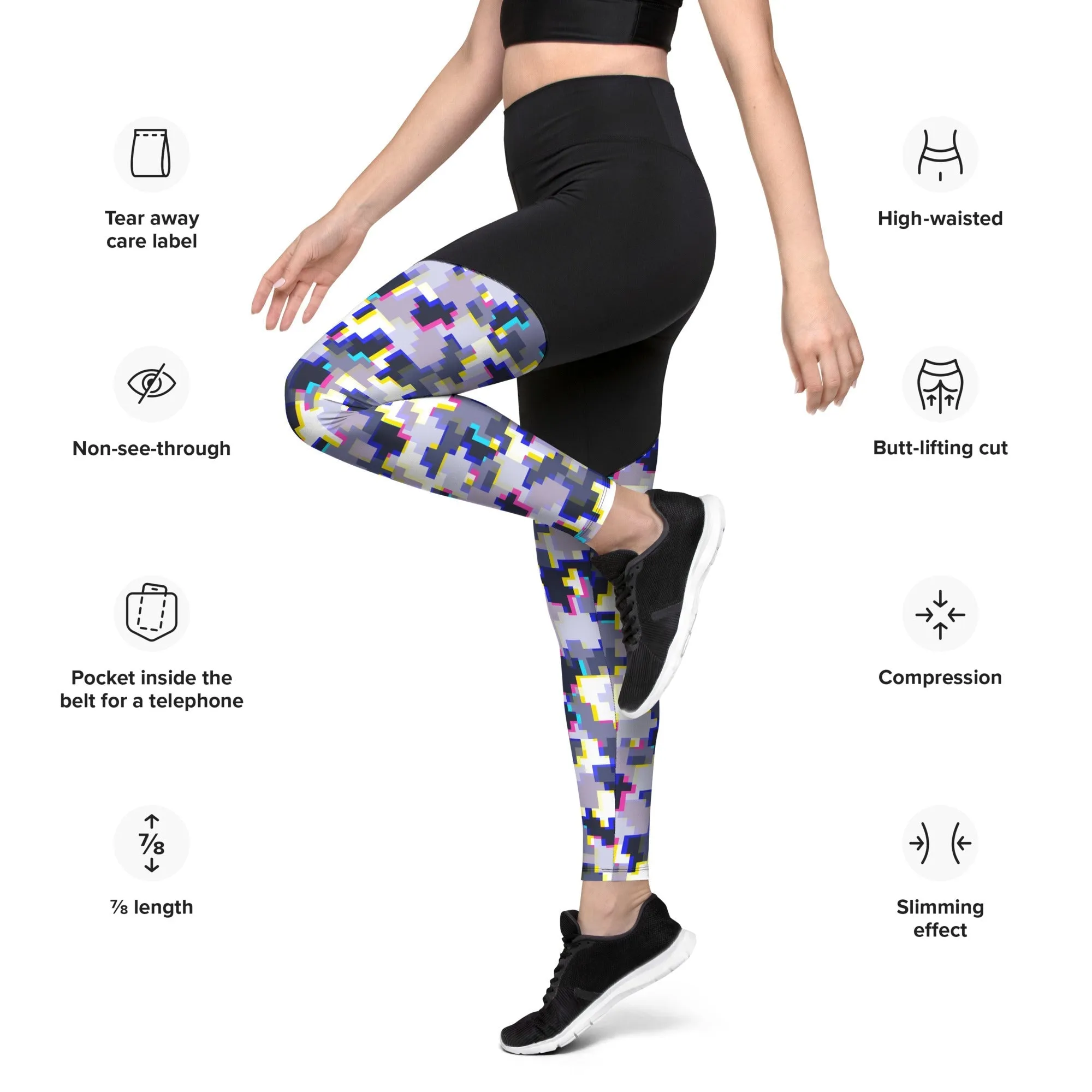 Glitchy Camo Compression Leggings