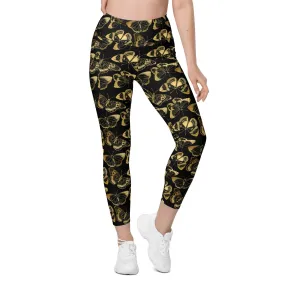 Gold Butterfly Leggings With Pockets