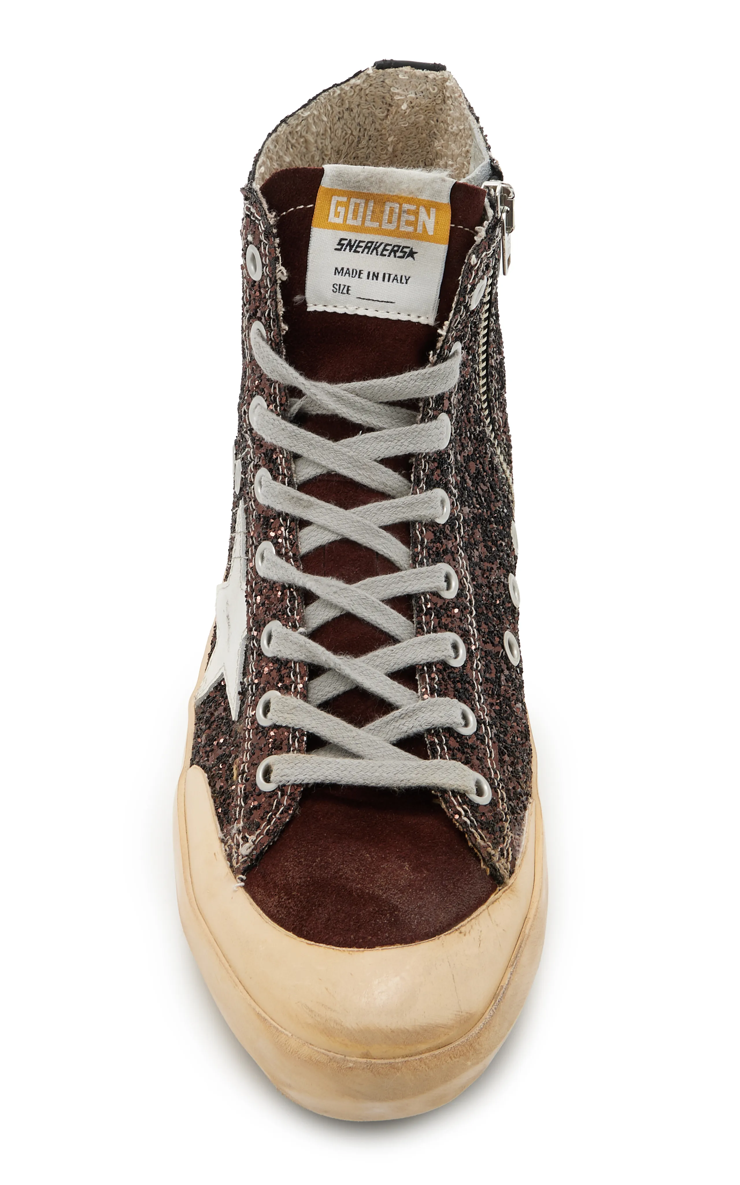 Golden Goose Francy Penstar Suede-Trimmed Glittered Sneakers