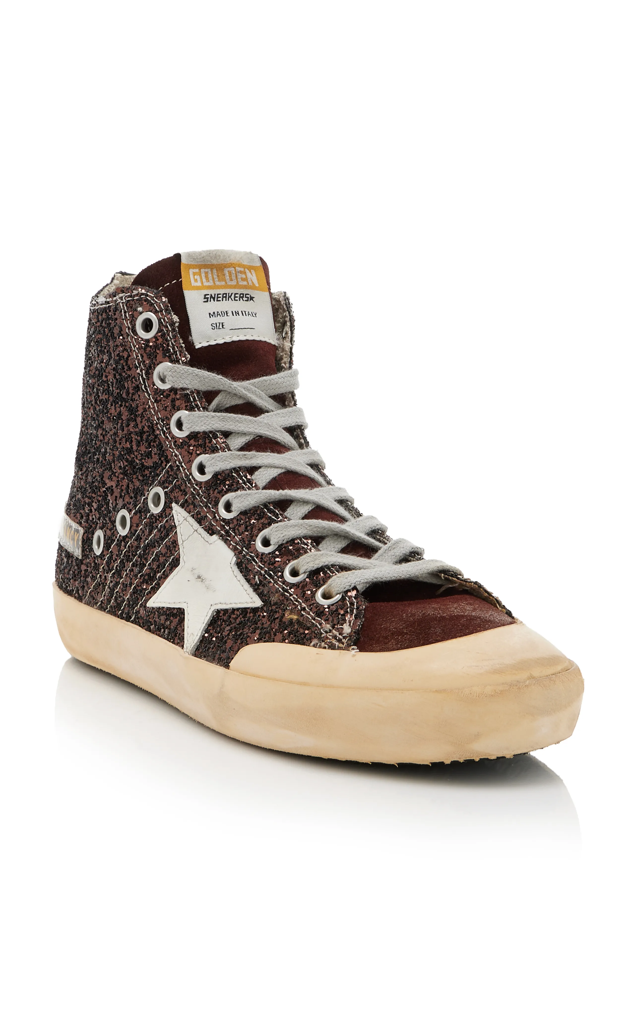 Golden Goose Francy Penstar Suede-Trimmed Glittered Sneakers