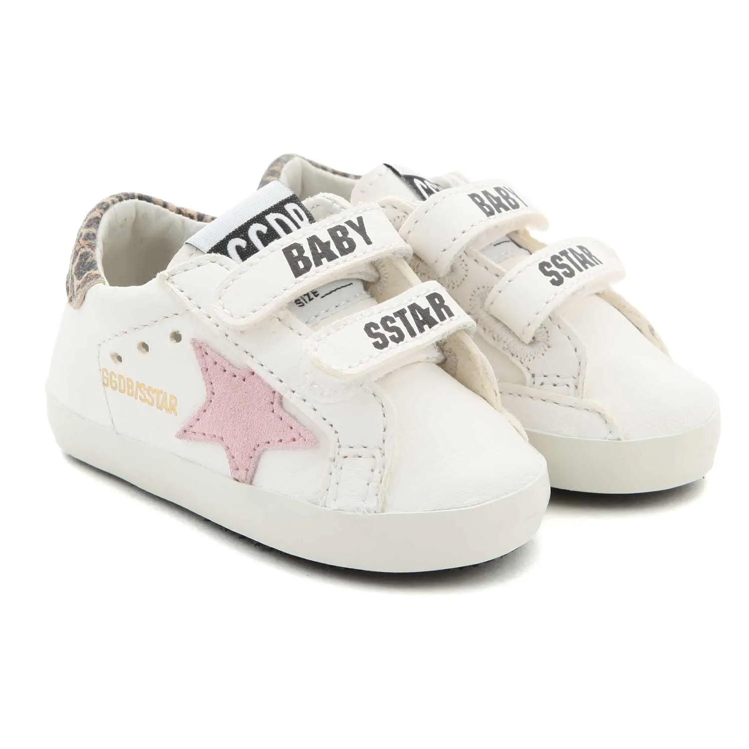 Golden Goose White And Pink Baby School Sneakers For Baby Girls